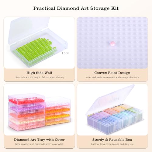 PP OPOUNT 30PCS 2-in-1 Diamond Art Storage Trays with Lids, Convex Bottom Diamond Painting Storage Organizer Set, Spill-Proof DIY Craft Supplies for Sorting & Line-Up, Perfect ChristmasGift for Crafters - Image 5