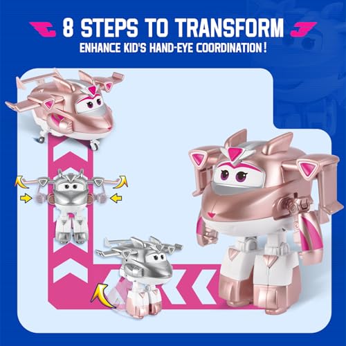 Super Wings Transformable Toys, 5 in Golden Girl Airplane Transforming Figures Toys, 2 in 1 Mode Rescue Bots Action Figure Toys for 3-5 Year Old Boys Girls, Plane Toys for Toddlers Kids Age 3 4 5 6 7 - Image 3