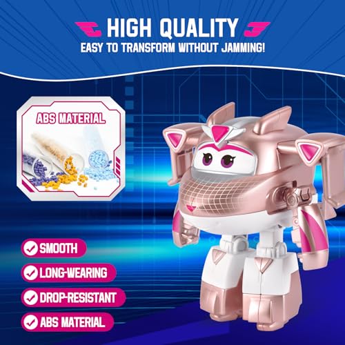 Super Wings Transformable Toys, 5 in Golden Girl Airplane Transforming Figures Toys, 2 in 1 Mode Rescue Bots Action Figure Toys for 3-5 Year Old Boys Girls, Plane Toys for Toddlers Kids Age 3 4 5 6 7 - Image 4