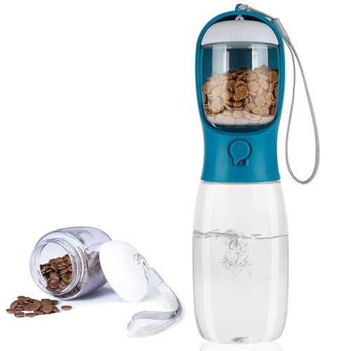 AVELORA Dog Water Bottle with Food Container, Portable Leak Proof Pet Water Dispenser for Walking Hiking Travel, Puppy Essentials Accessories for Small Large Dogs, Dog Gifts (10oz/15oz/19oz) - Image 1