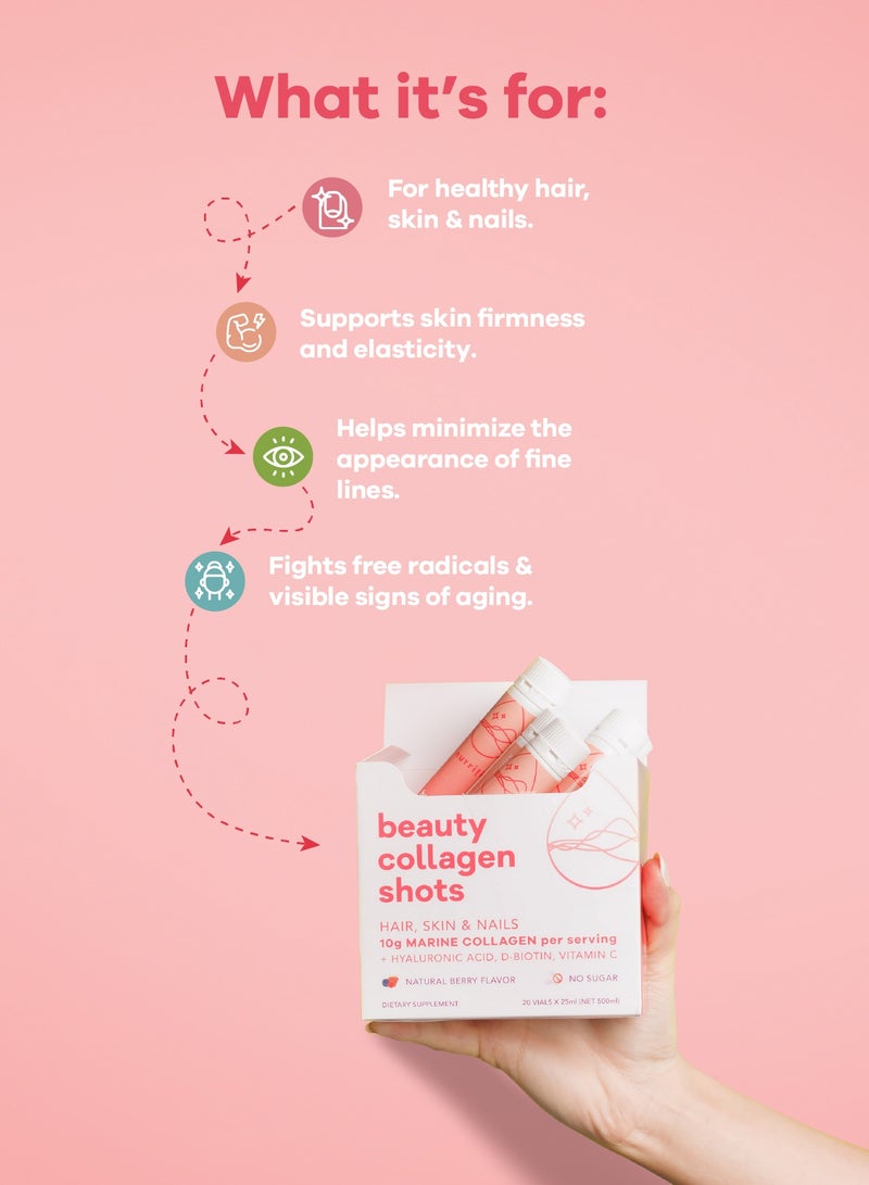 nutrili Beauty Collagen Shots (20 vials x 25ml) | Hair, Skin & Nails | 10g Marine Collagen, Hyaluronic Acid, Biotin and Vitamin C - Image 5
