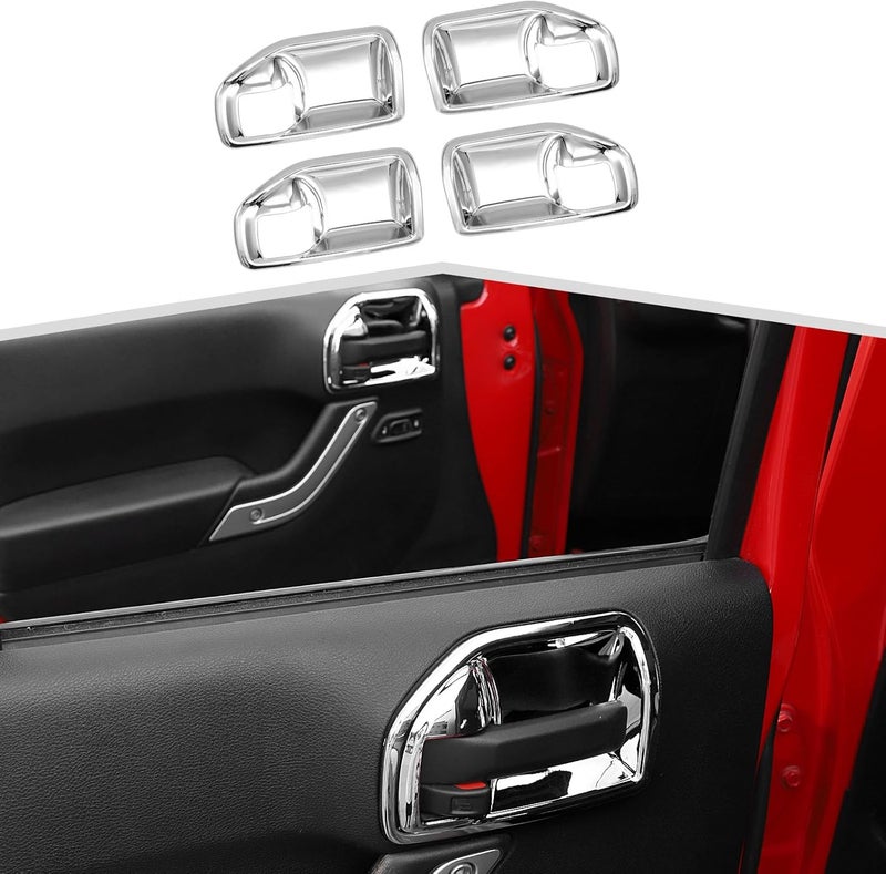 amayum Inner Door Handle Bowl Cover Trim for Jeep Wrangler JK JKU 2011-2017, Chrome - Image 1