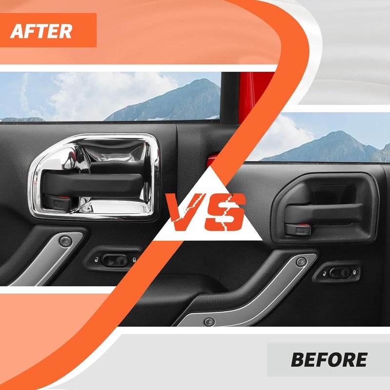 amayum Inner Door Handle Bowl Cover Trim for Jeep Wrangler JK JKU 2011-2017, Chrome - Image 2