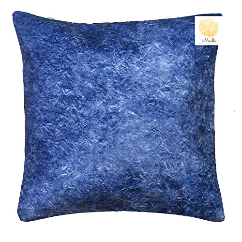 Nendle Velvet Plain Decorative Soft Texture Cushion Cover - Pack of 5, 16x16 Inch | Soft Smooth Solid Fabric | Square Pillow Covers for Bed, Sofa, Office Chair & Seat, Home Décor (Blue) - Image 2