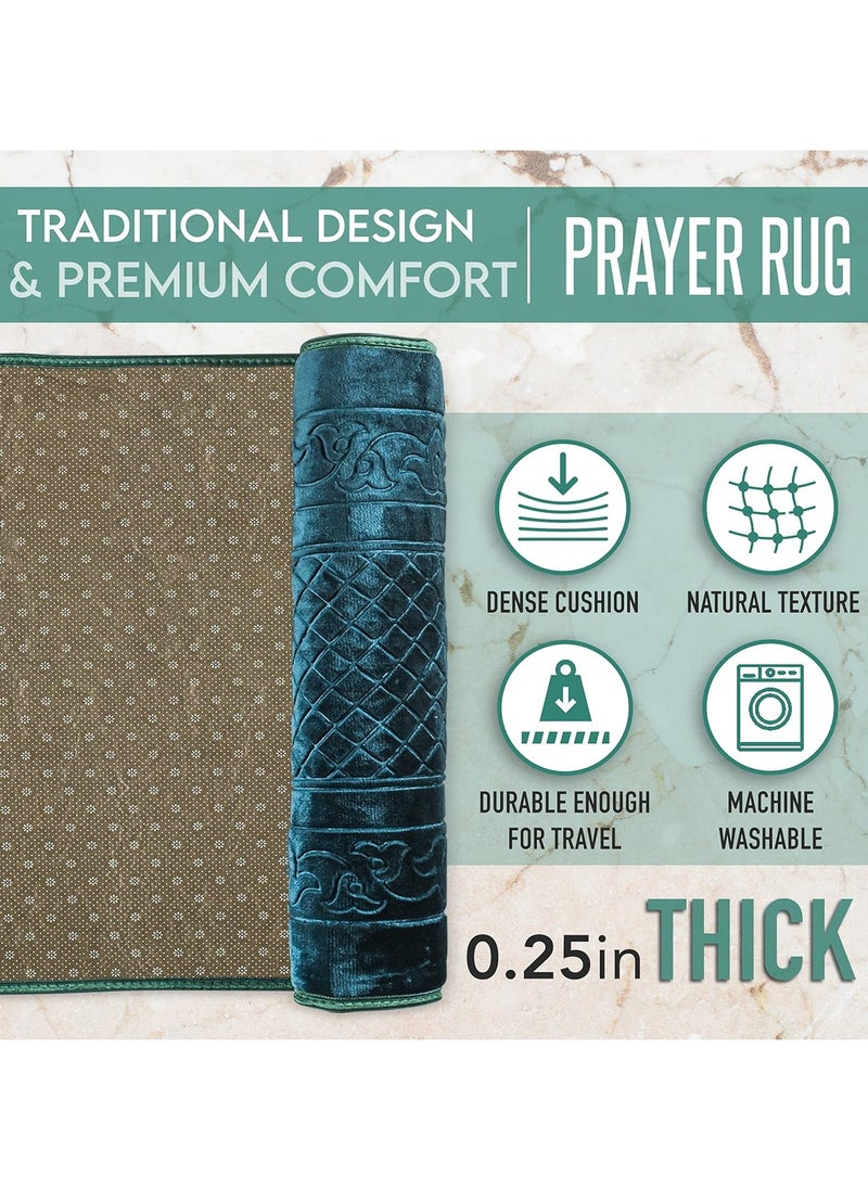 MARK STORE Prayer Mat, Premium Embossed Anti-Slip Velvet Top Prayer Rug for Namaz Umrah Hajj Ramadan 70 x 110 cm, Best Gift For Ramadan (Assorted colour)  - Image 5