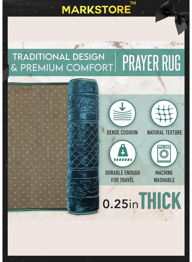 MARK STORE Prayer Mat, Premium Embossed Anti-Slip Velvet Top Prayer Rug, JaieNamaz, Musalla for Namaz ibadat Umrah Hajj Ramadan 70 x 110 cm, Best Gift For Ramadan (Assorted colour)  - Image 5