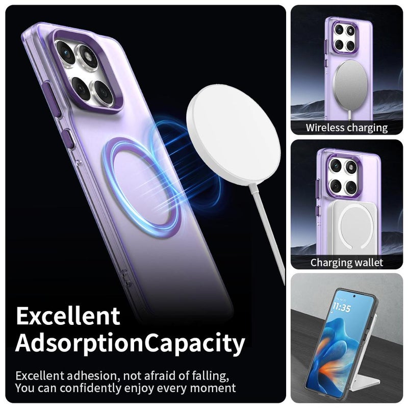 HuHa Case Cover For Motorola Edge 60 Fusion Candy Magsafe PC Hybrid TPU Phone Case(Purple) - Image 2