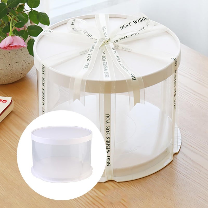White Single Layer 8 Inch Paper Cake Box Disposable Takeout Container - Image 5