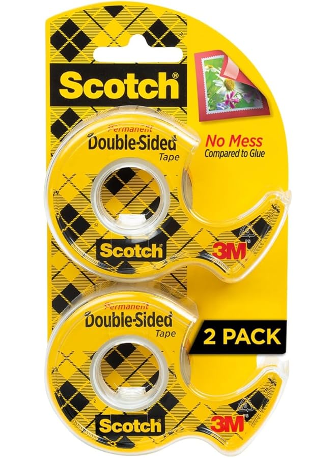 Scotch  Double Sided Tape Permanent 1 2 In X 400 In 2 Dispensers Pack 137Dm 2 - Image 1