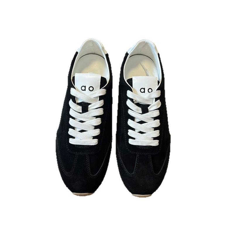 Unisex Retro Leather Lace-up Sneakers - Image 5