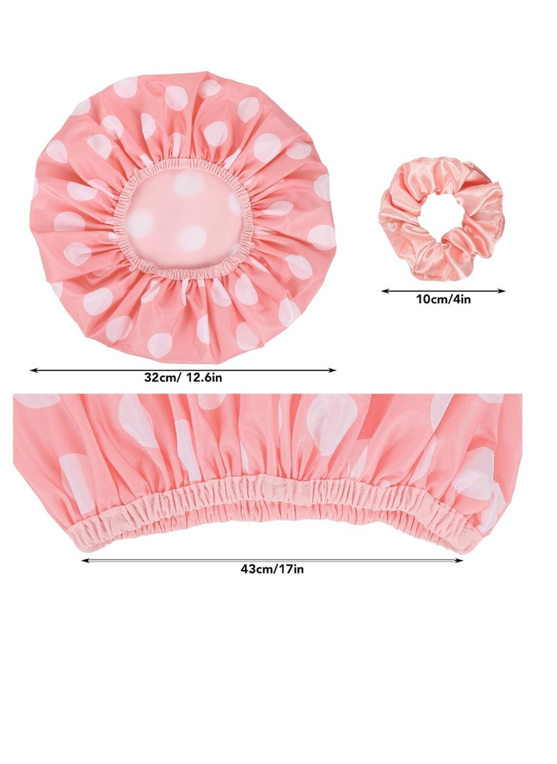 WSICSE - 2 Sets Large Shower Caps for Women, Waterproof Shower Cap Double Layers Bath Caps Stocking Stuffers for Women Long Thick Hair - Image 1