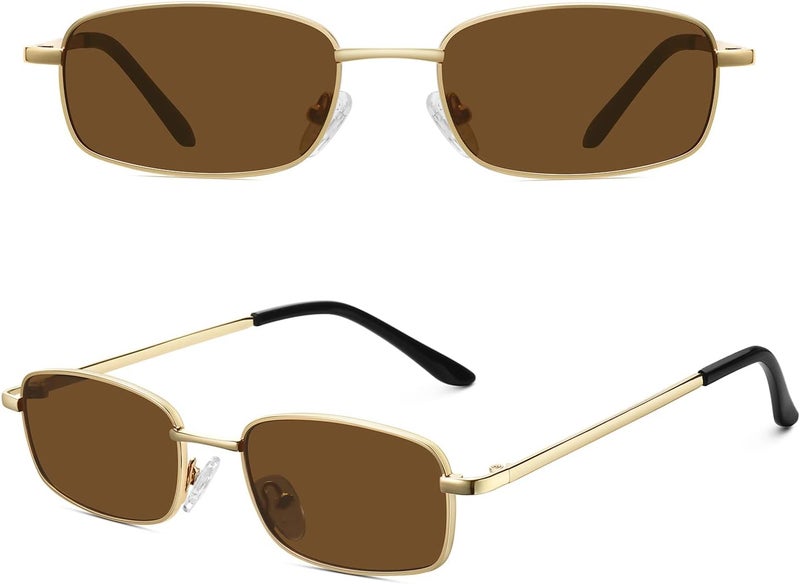 Fozono Rectangle Sunglasses for Women 90s Retro Small Narrow Square Frame UV400 Protection - Image 2