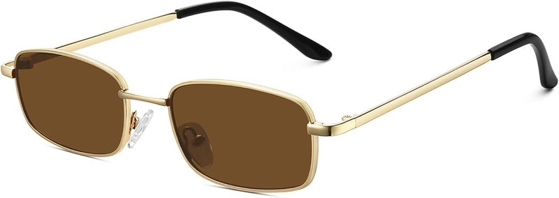 Fozono Rectangle Sunglasses for Women 90s Retro Small Narrow Square Frame UV400 Protection - Image 1