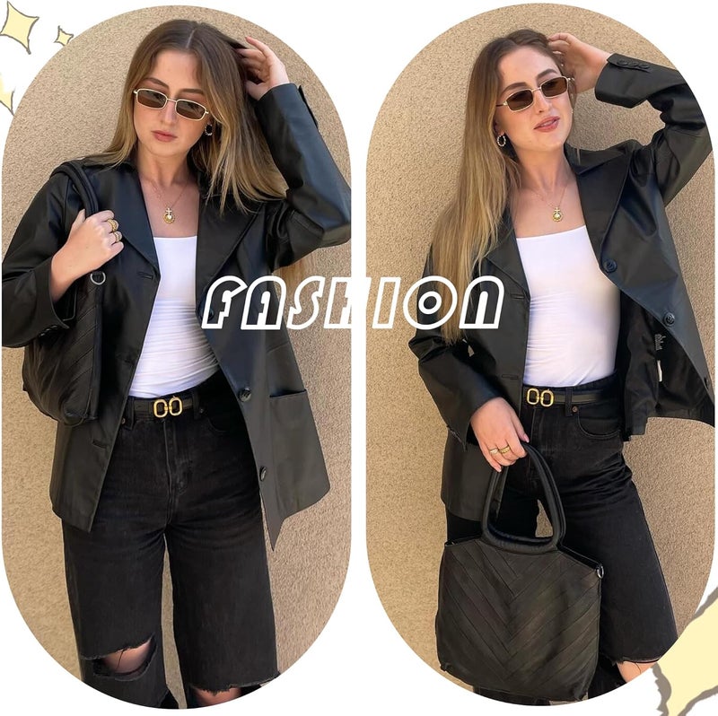 Fozono Rectangle Sunglasses for Women 90s Retro Small Narrow Square Frame UV400 Protection - Image 3