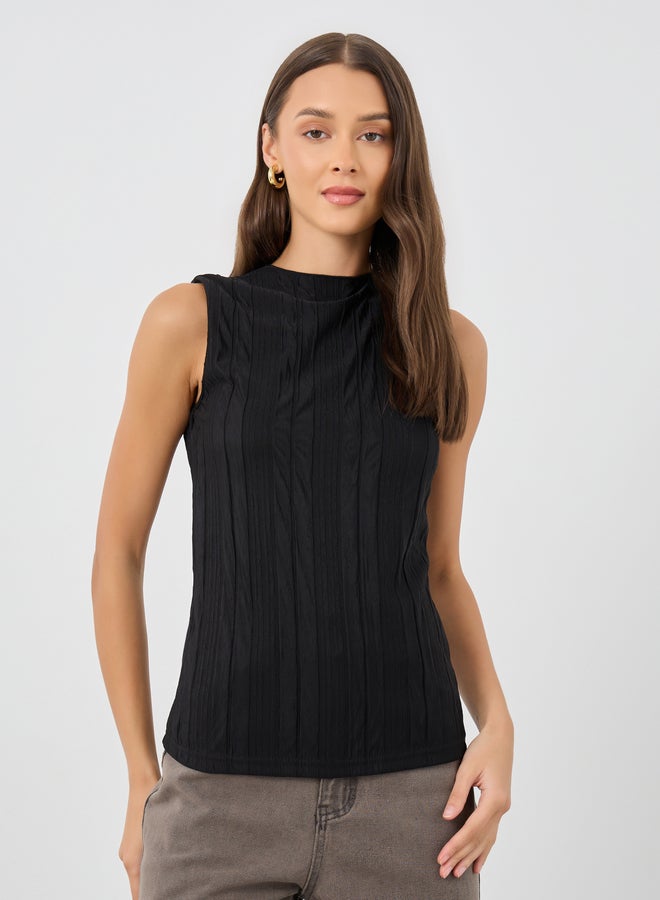Styli Textured Sleeveless Round Neck Blouse - Image 2