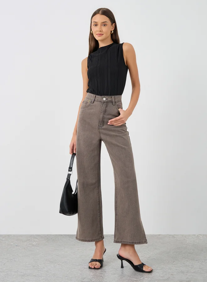 Styli Textured Sleeveless Round Neck Blouse