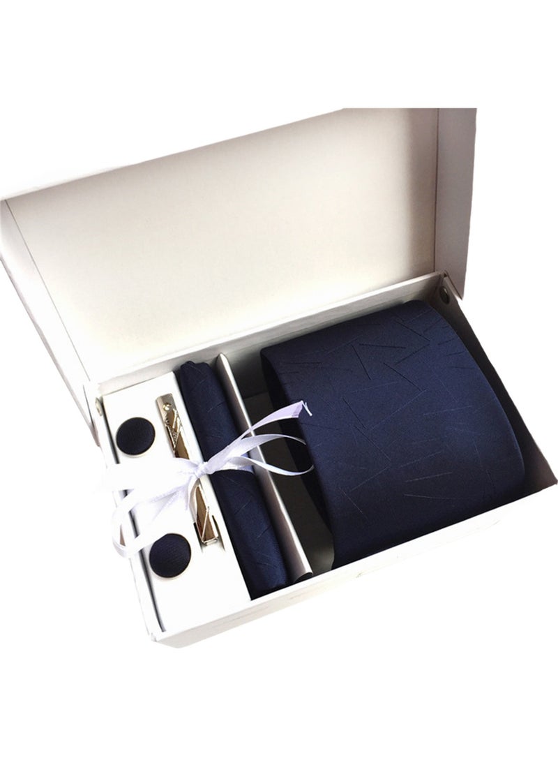 Generic 6 PCS Men's Premium Tie Gift Box Tie Pocket Square Fashionable Stylish Tie Clip Cufflinks Set  - Image 1