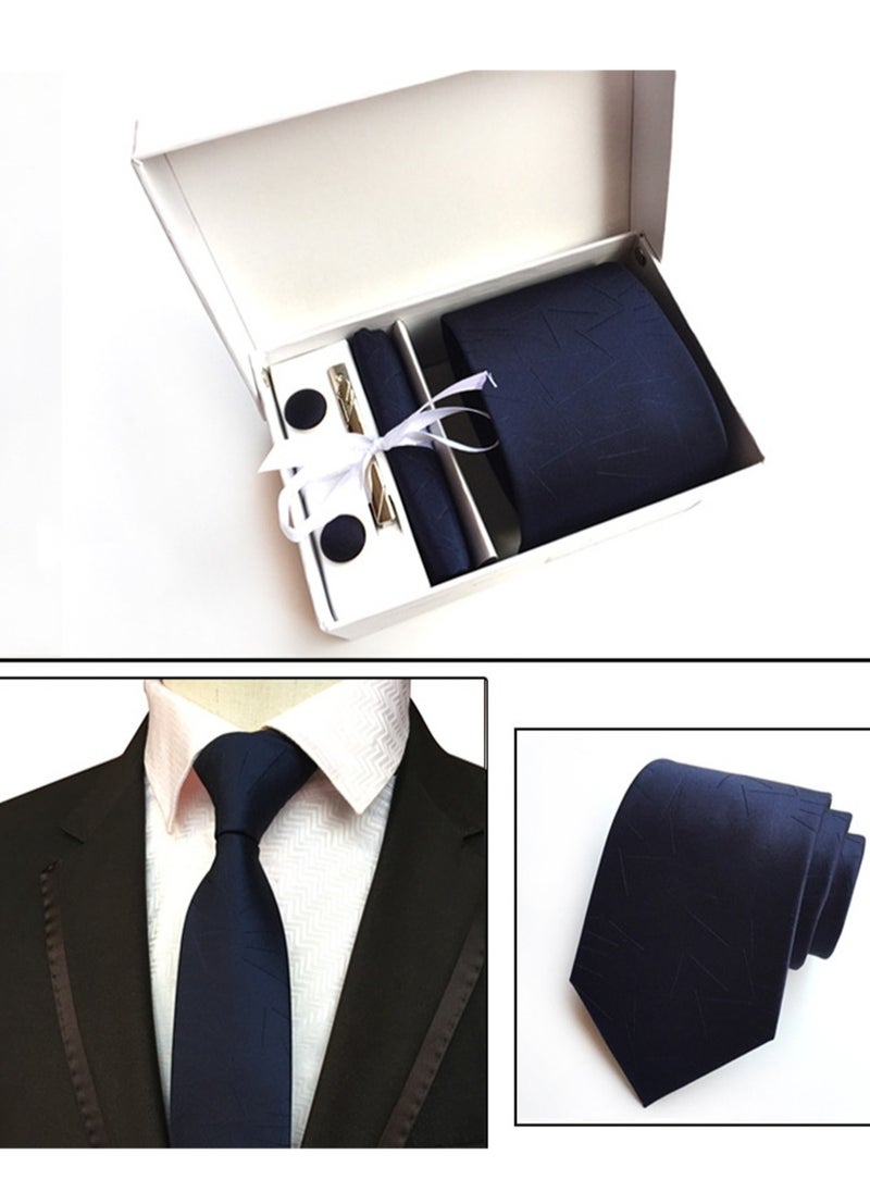 Generic 6 PCS Men's Premium Tie Gift Box Tie Pocket Square Fashionable Stylish Tie Clip Cufflinks Set  - Image 2