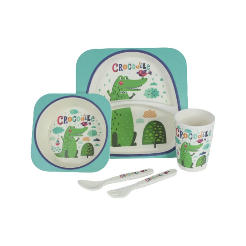 Wonderland Bamboo Fibre (Set of 5) Bowl, Spoon, Fork, Glass, Plate Design 4 - Image 2