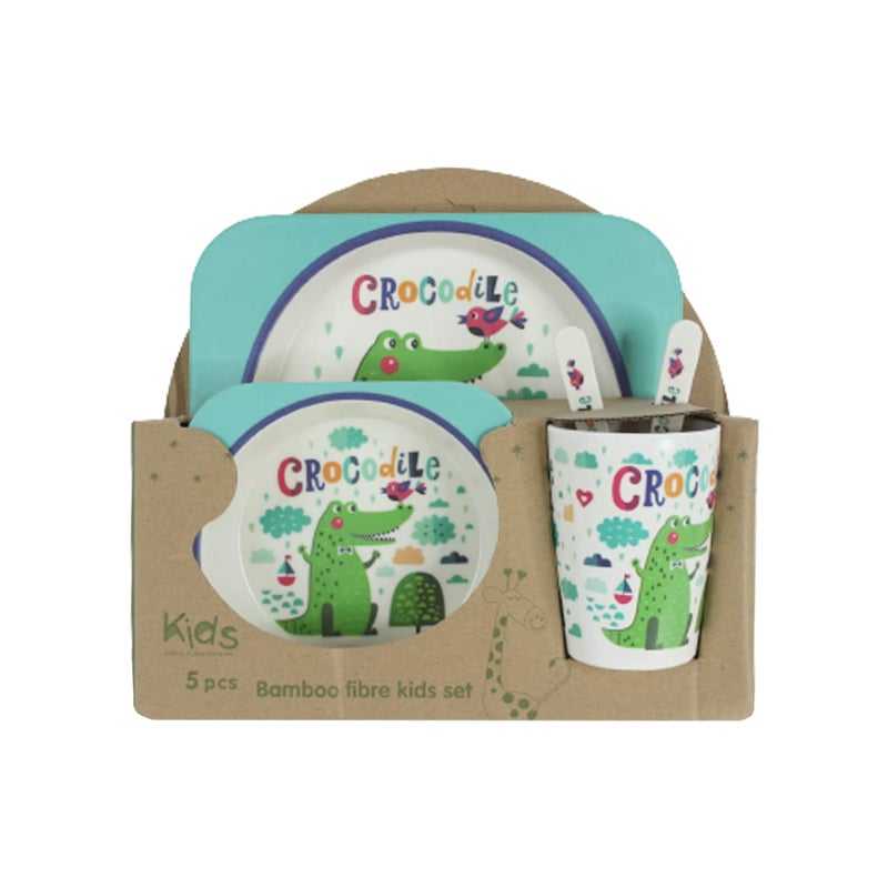 Wonderland Bamboo Fibre (Set of 5) Bowl, Spoon, Fork, Glass, Plate Design 4 - Image 1