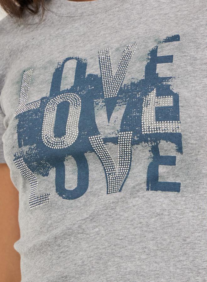 ستايلي تيشيرت بطباعة شعار برقبة دائرية وأكمام قصيرة - Image 4