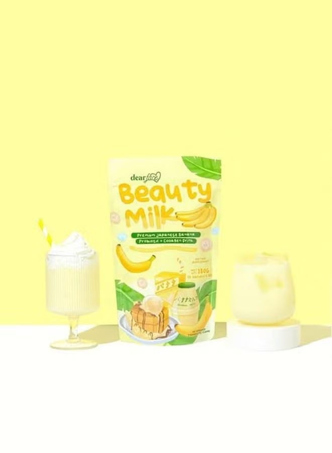 dear face Beauty Milk Premium Japanese Banana Probiotic + Collagen Drink 10 Sachets x 18g - Image 2