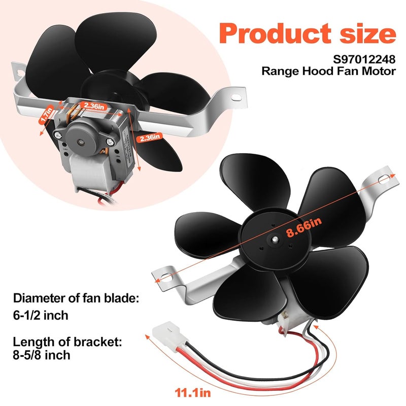FBULWSEC S97012248 97012248 Range Hood Fan Motor Compatible with B-roan Nu-Tone Stove Range Hood 97012248 BP17 Fan Motor Replaces ER97012248 AP4527731 97012248 99080492,1172615, 97005161, 97011218, 97015415 - Image 5
