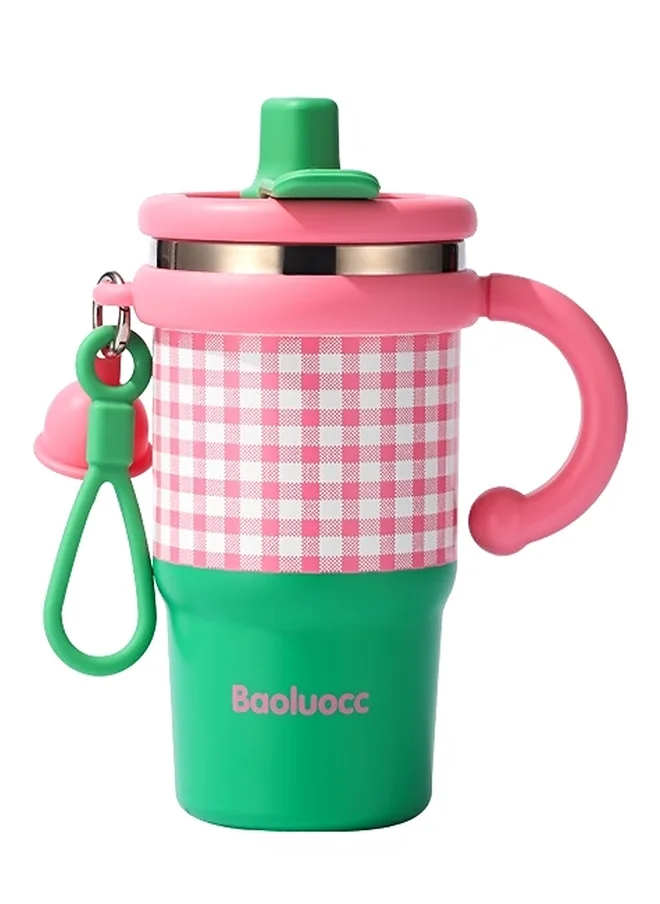 LITTLE SURPRISE BOX Little Surprise Box, Green & Pink Checkered Stainless Steel Tumbler for Kids and Adults, 550ml