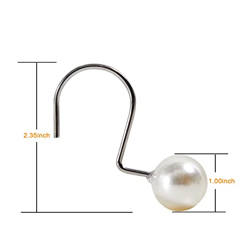 Estmy Elegant Pearl Decorative Shower Curtain Hooks Rings 12PCS, Ivory Artifical Pearl and Rustproof Metal Unique Cute Shower Hooks for Country Farmhouse Shabby Chic Shower Curtain Bathroom Decor - Image 4