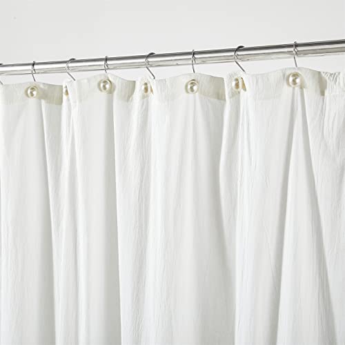 Estmy Elegant Pearl Decorative Shower Curtain Hooks Rings 12PCS, Ivory Artifical Pearl and Rustproof Metal Unique Cute Shower Hooks for Country Farmhouse Shabby Chic Shower Curtain Bathroom Decor - Image 5