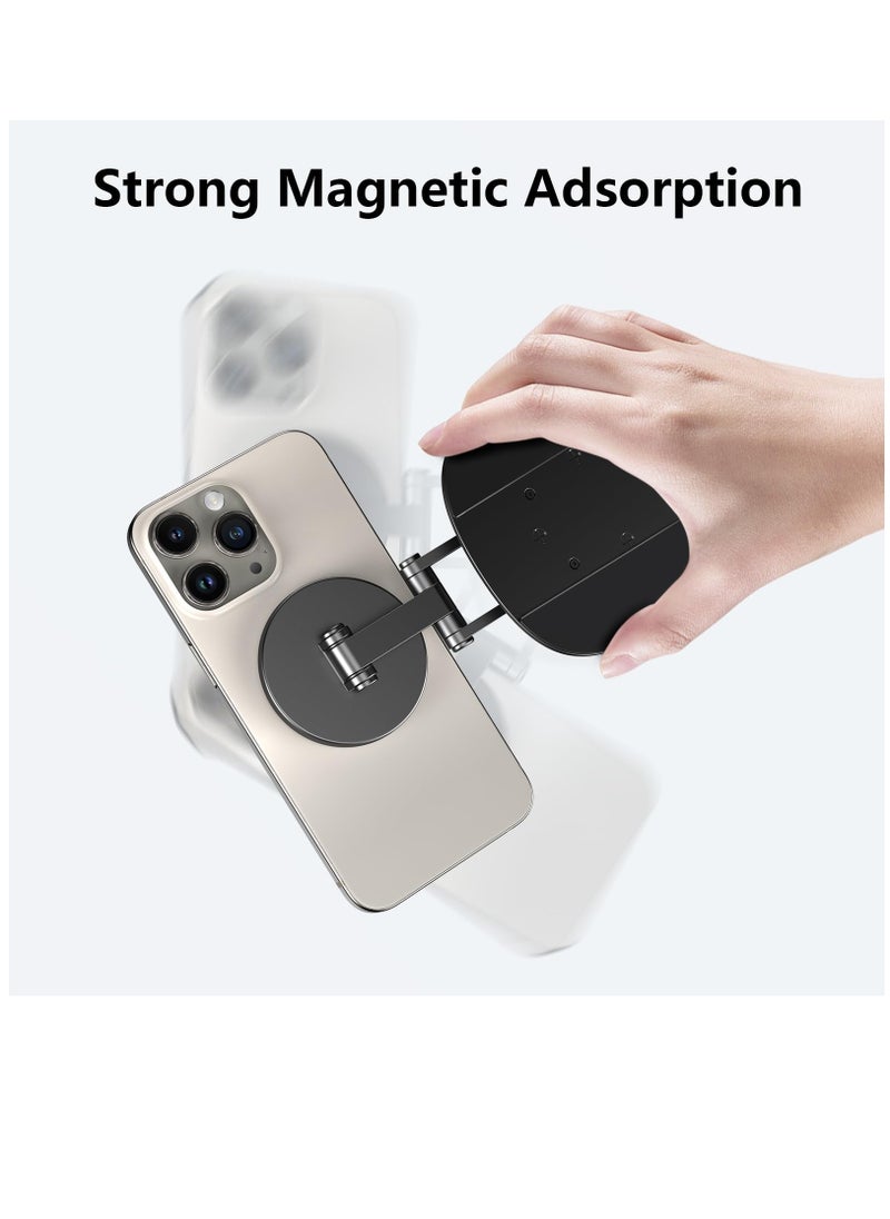 Excefore Magnetic Phone Stand, For MagSafe iPhone Stand Holder for Desk with 360° Rotating Base, Metal Foldable Adjustable Cell Phone Stand Compatible with iPhone 15 14 13 12 Pro Max and MagSafe Case  - Image 2