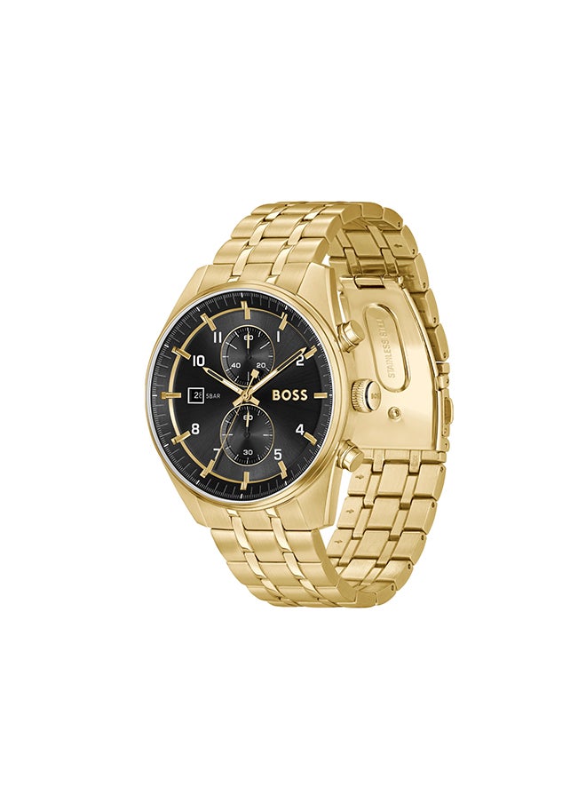 HUGO BOSS - ساعة يد كرونوغراف دائرية الشكل للرجال من الفولاذ المقاوم للصدأ 1514152 - 44 مم - Image 1