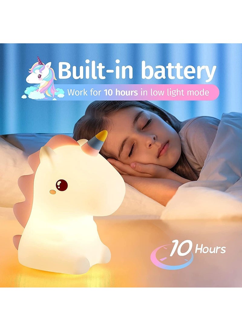 Gonice Unicorn Night Light for Girls Bedroom, Unicorns Gifts for Girls, Cute Night Lights for Kids Room, Squishy Silicone Nursery Lamp, LED Color Changing USB Rechargeable Baby Toddler Decor - Image 4