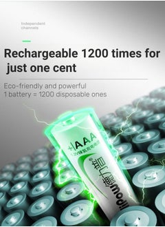 Delipow Rechargeable Battery Set with 4 AAA Batteries (1100mAh)  - Image 2