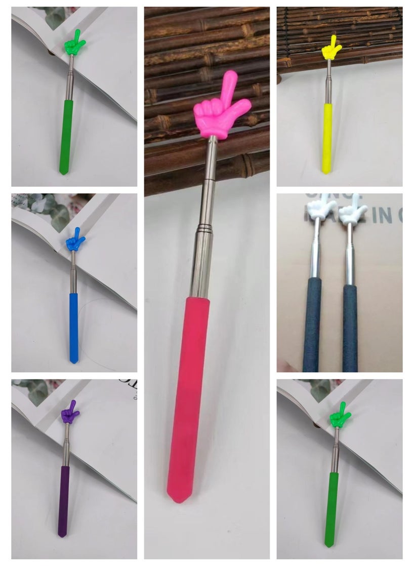 Generic - Kids Reading Pointer Adjustable Stainless Steel Deep pink telescopic learning finger stick - Image 1
