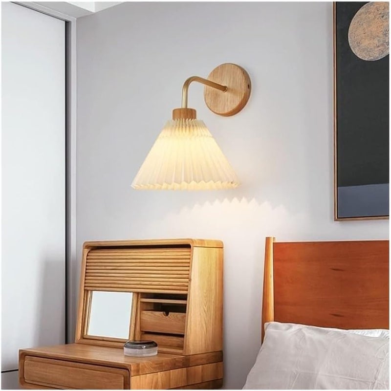 Children's Room Wall Light Bedroom Bedside Lamp Kitchen Island Living Room Hotel Coffee Shop Decorative Lamp. Background Wall Decorative Lamp White Pleated Cover Stair Wall Lamp Modern Simple - Image 4