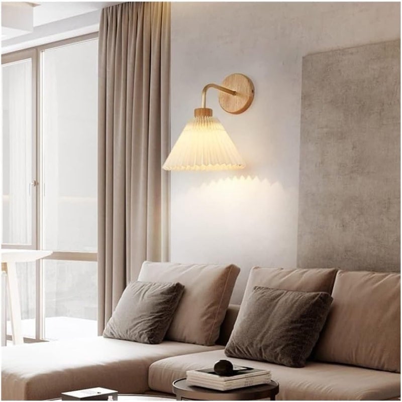 Children's Room Wall Light Bedroom Bedside Lamp Kitchen Island Living Room Hotel Coffee Shop Decorative Lamp. Background Wall Decorative Lamp White Pleated Cover Stair Wall Lamp Modern Simple - Image 2
