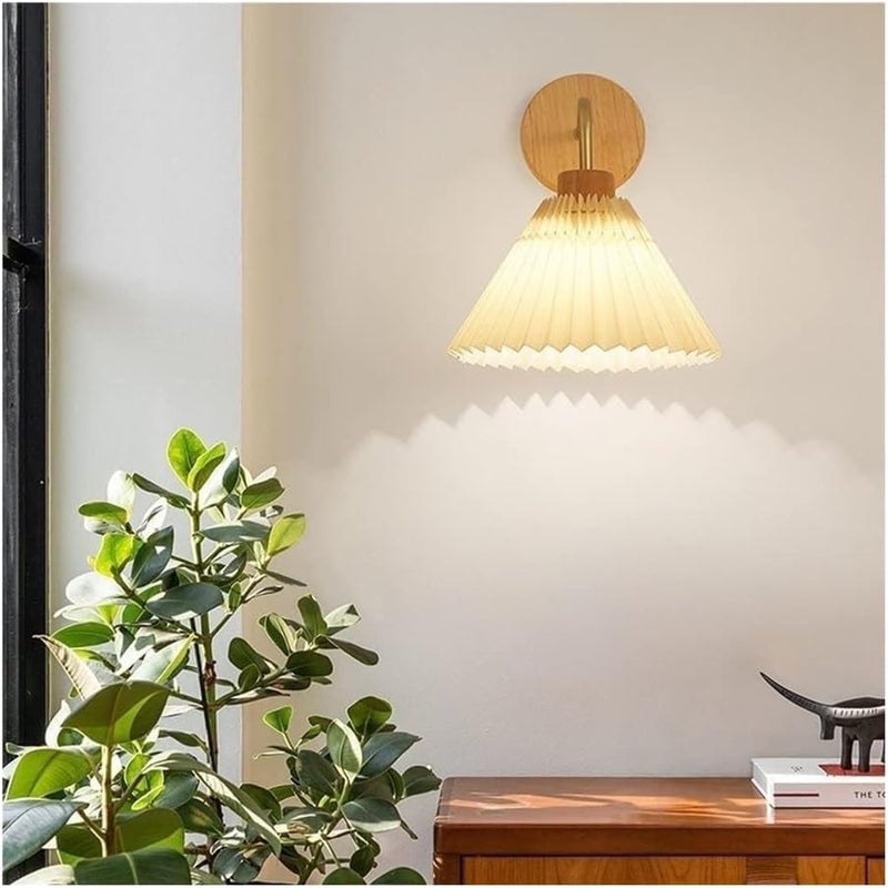 Children's Room Wall Light Bedroom Bedside Lamp Kitchen Island Living Room Hotel Coffee Shop Decorative Lamp. Background Wall Decorative Lamp White Pleated Cover Stair Wall Lamp Modern Simple - Image 3