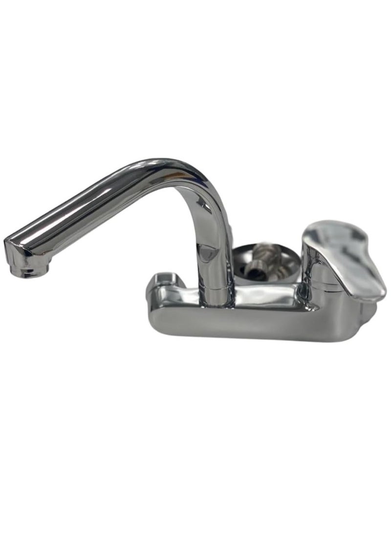 Chrome wall-mounted sink mixer made of high-quality materials to ensure longer life and easy maintenance. - Image 1