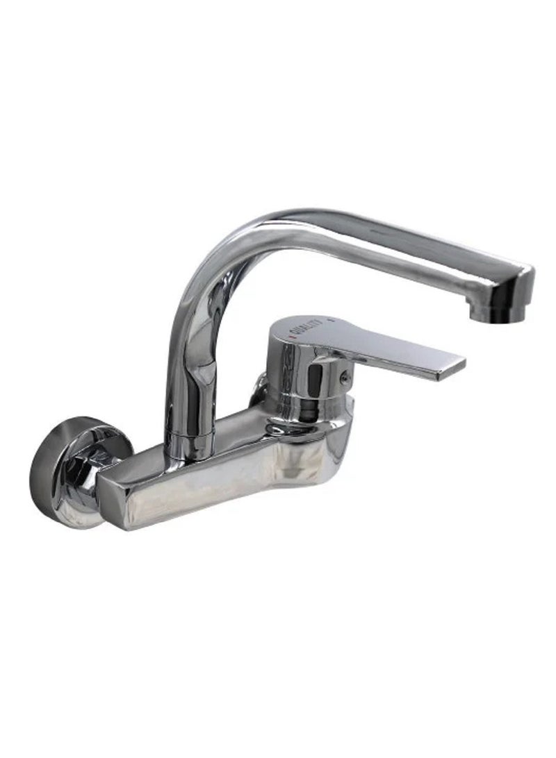 Chrome wall-mounted sink mixer made of high-quality materials to ensure longer life and easy maintenance. - Image 2