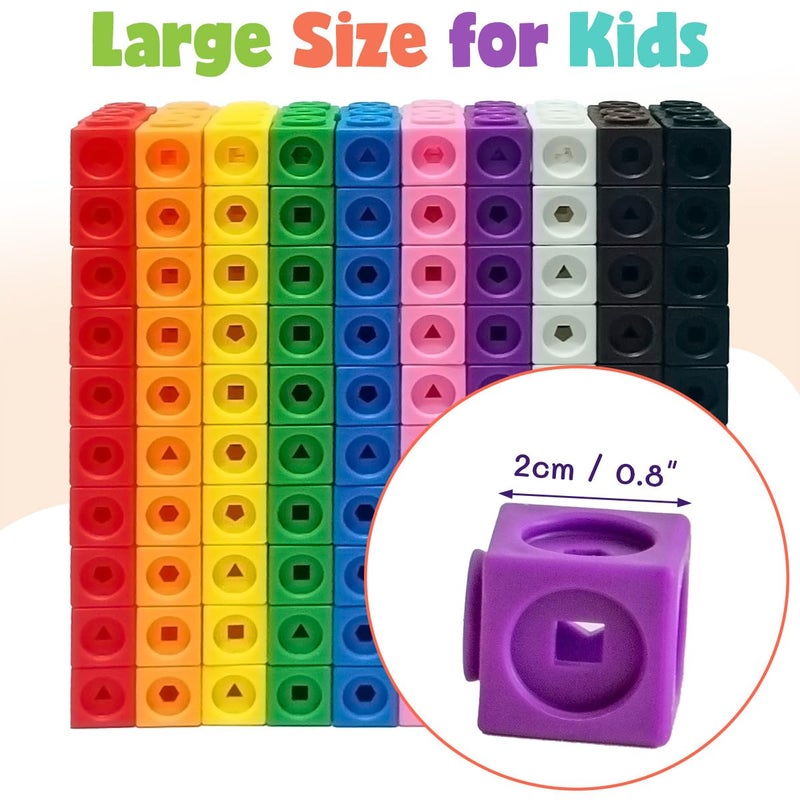 QUYSK 300 Pcs Linking Cubes for Math with Storage Boxes, Kids Counting Blocks for Math STEM Connecting Cubes Math Manipulatives Classroom Learning Supplies for Preschool and Elementary Aged Kids - Image 2