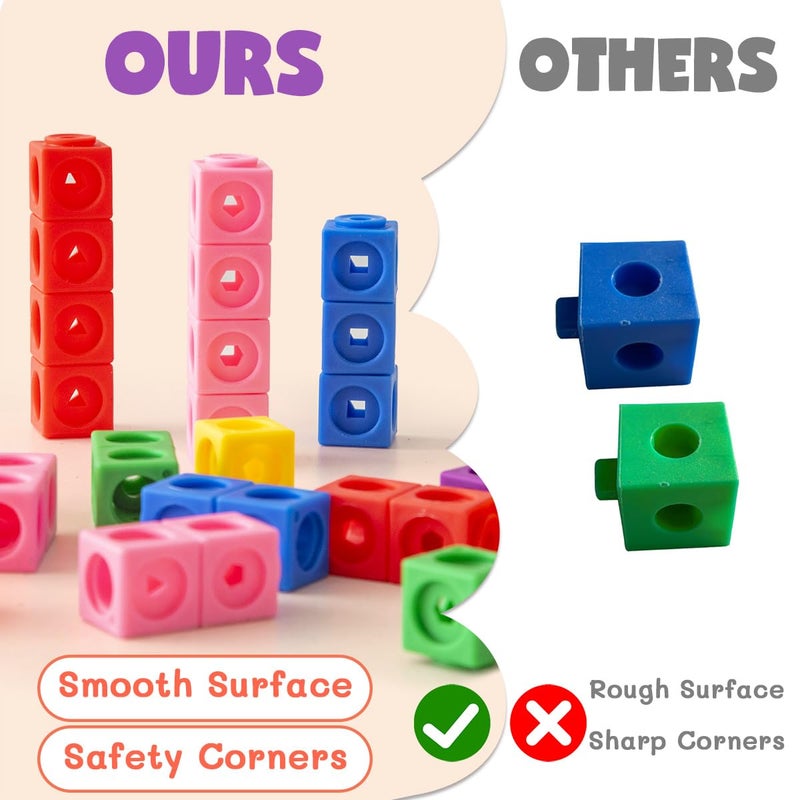 QUYSK 300 Pcs Linking Cubes for Math with Storage Boxes, Kids Counting Blocks for Math STEM Connecting Cubes Math Manipulatives Classroom Learning Supplies for Preschool and Elementary Aged Kids - Image 4