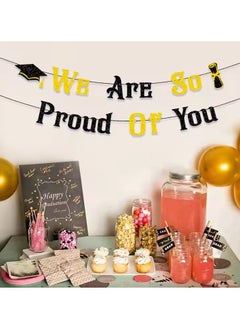 Boxwoods Alif Mabrook Balloons Cake Topper And Sash With We Are Proud Of You Bunting Banner For Graduation Ceremony  - Image 3