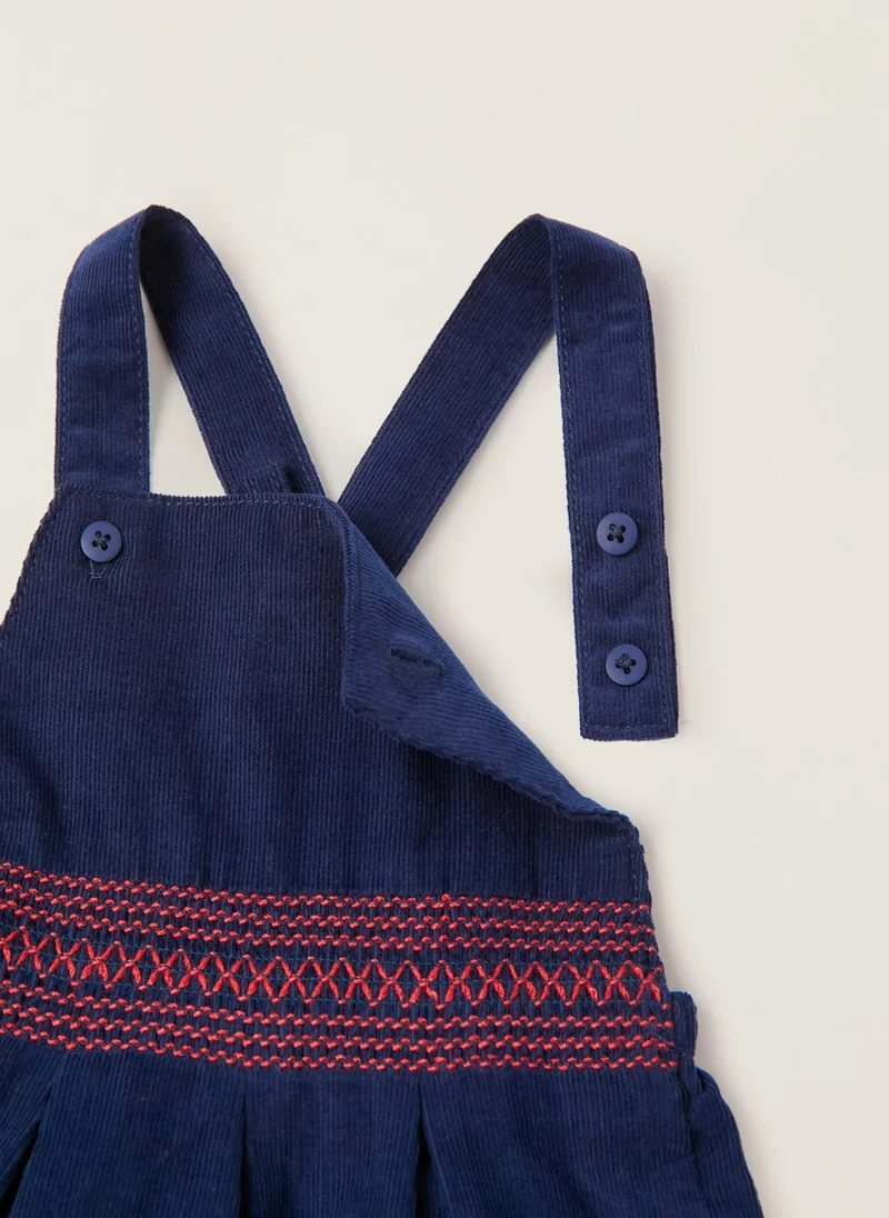 Zippy Cotton Corduroy Pinafore Dress for Newborn Baby Girls, Dark Blue