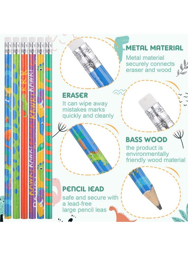 تيلينغ أقلام رصاص ديناصور مع ممحاة للأطفال، أقلام رصاص ملونة متنوعة، أقلام خشبية ممتعة مبتكرة لحفلات ذات طابع ديناصور، أقلام جوائز وحوافز، لوازم العودة إلى المدرسة (36 قطعة) - Image 2