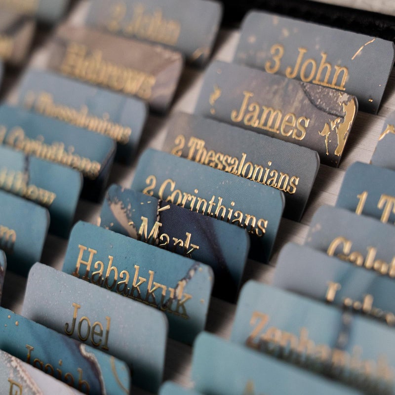 UPAFEXXI-Laminated Bible Tabs (Gold Foil Embossed Lettering), Bible Tabs for Women and Men, Reposition Large Print Stickers, Easy to Read and Apply, 80 Chapters Labels for Easy Navigation(Blue) - Image 5
