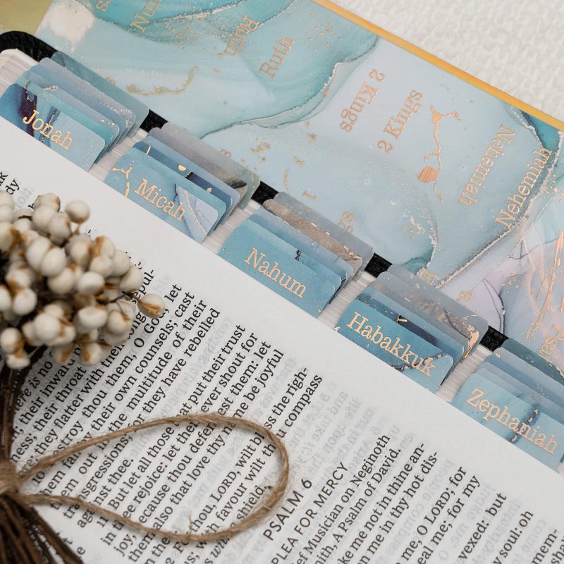 UPAFEXXI-Laminated Bible Tabs (Gold Foil Embossed Lettering), Bible Tabs for Women and Men, Reposition Large Print Stickers, Easy to Read and Apply, 80 Chapters Labels for Easy Navigation(Blue) - Image 3