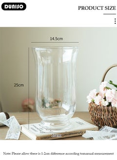 DUNISO Clear Glass Vase, Modern Decorative Vase, Large Irregular Shape Vintage Flower Vase, Minimalist Ins Style Embossed Glass Vase for Wedding Table Decorations Centerpieces, Crystal Vase for Living Room, Bedroom, Kitchen, Dining Table, Mantle  - Image 2