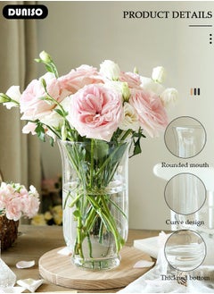 DUNISO Clear Glass Vase, Modern Decorative Vase, Large Irregular Shape Vintage Flower Vase, Minimalist Ins Style Embossed Glass Vase for Wedding Table Decorations Centerpieces, Crystal Vase for Living Room, Bedroom, Kitchen, Dining Table, Mantle  - Image 3