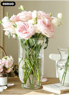DUNISO Clear Glass Vase, Modern Decorative Vase, Large Irregular Shape Vintage Flower Vase, Minimalist Ins Style Embossed Glass Vase for Wedding Table Decorations Centerpieces, Crystal Vase for Living Room, Bedroom, Kitchen, Dining Table, Mantle  - Image 4